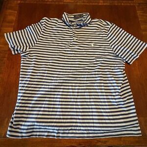 Polo Ralph Lauren Striped Polo Shirt XXL Blue White Classic Fit Short Sleeve